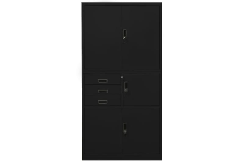 Toimistokaappi musta 90x40x180 cm teräs - Säilytys - Kaappi - Säilytyskaappi - Toimistokaappi - Asiakirjakaappi
