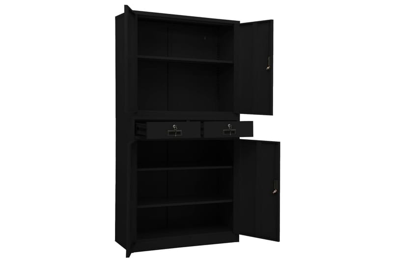 Toimistokaappi musta 90x40x180 cm teräs - Säilytys - Kaappi - Säilytyskaappi - Toimistokaappi - Asiakirjakaappi