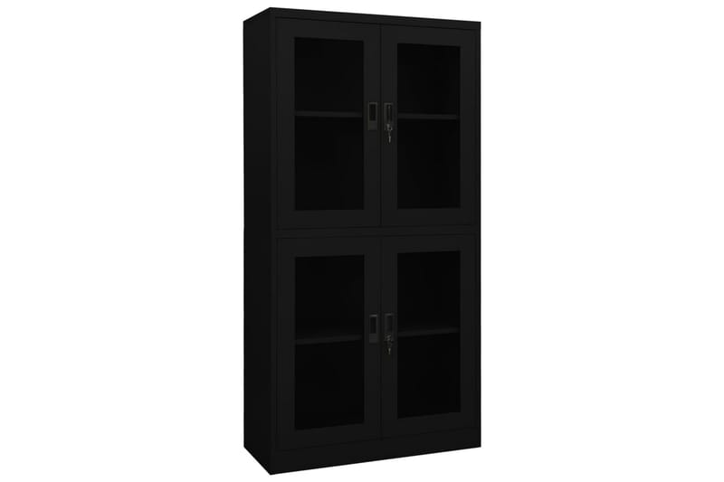 Toimistokaappi musta 90x40x180 cm teräs/karkaistu lasi - Säilytys - Kaappi - Säilytyskaappi - Toimistokaappi - Asiakirjakaappi