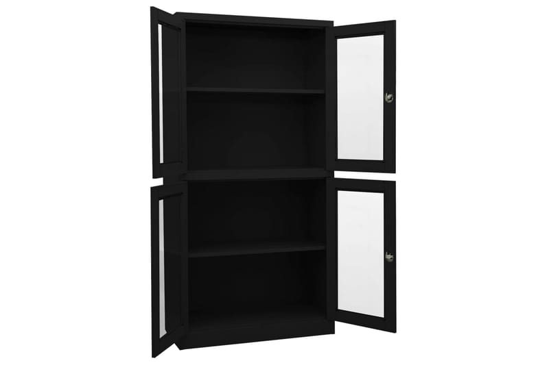Toimistokaappi musta 90x40x180 cm teräs/karkaistu lasi - Säilytys - Kaappi - Säilytyskaappi - Toimistokaappi - Asiakirjakaappi