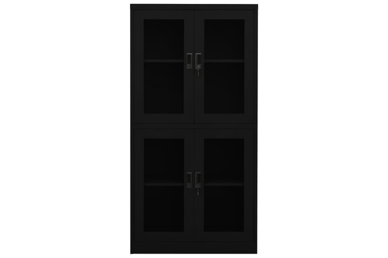 Toimistokaappi musta 90x40x180 cm teräs/karkaistu lasi - Säilytys - Kaappi - Säilytyskaappi - Toimistokaappi - Asiakirjakaappi
