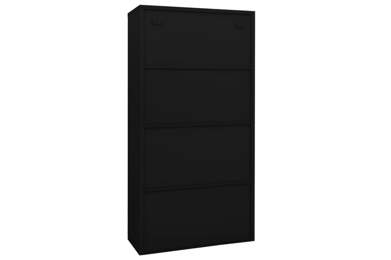 Toimistokaappi musta 90x40x180 cm teräs/karkaistu lasi - Säilytys - Kaappi - Säilytyskaappi - Toimistokaappi - Asiakirjakaappi