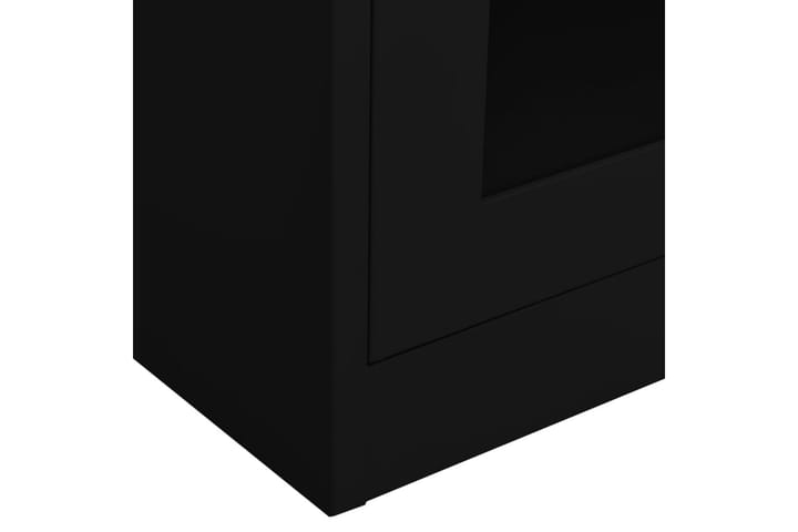Toimistokaappi musta 90x40x180 cm teräs/karkaistu lasi - Asiakirjakaappi - Toimistokalusteet