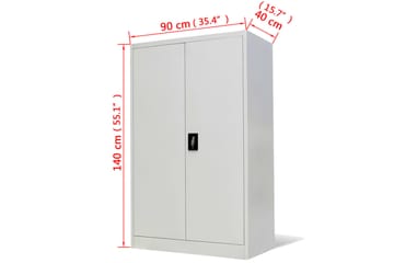 Toimistokaappi teräs 90x40x140 cm harmaa - Harmaa - Säilytys - Kaappi - Säilytyskaappi - Toimistokaappi - Asiakirjakaappi