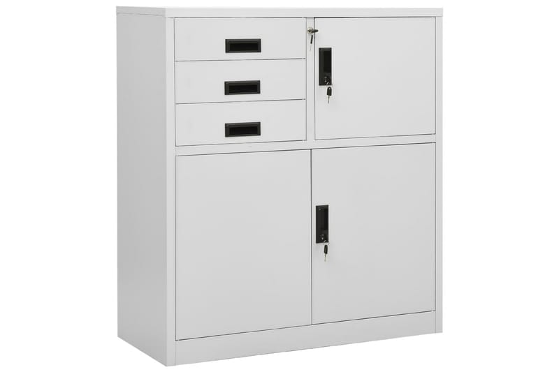 Toimistokaappi vaaleanharmaa 90x40x102 cm teräs - Säilytys - Kaappi - Säilytyskaappi - Toimistokaappi - Asiakirjakaappi