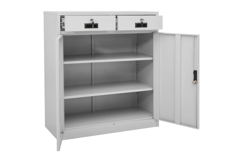 Toimistokaappi vaaleanharmaa 90x40x102 cm teräs - Säilytys - Kaappi - Säilytyskaappi - Toimistokaappi - Asiakirjakaappi