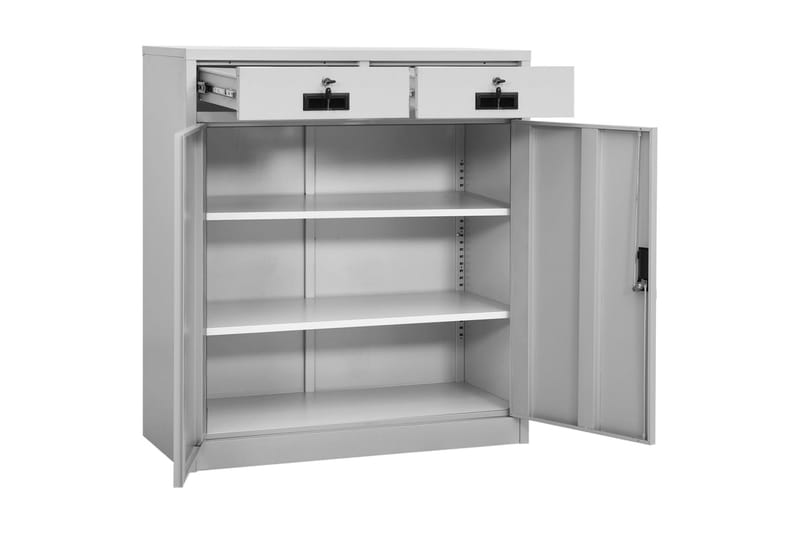 Toimistokaappi vaaleanharmaa 90x40x102 cm teräs - Säilytys - Kaappi - Säilytyskaappi - Toimistokaappi - Asiakirjakaappi