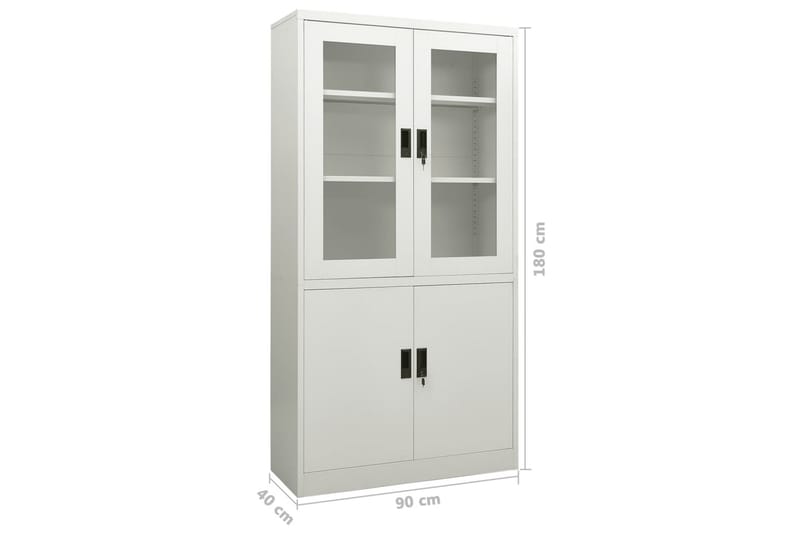 Toimistokaappi vaaleanharmaa 90x40x180 cm teräs - Harmaa - Säilytys - Kaappi - Säilytyskaappi - Toimistokaappi - Asiakirjakaappi
