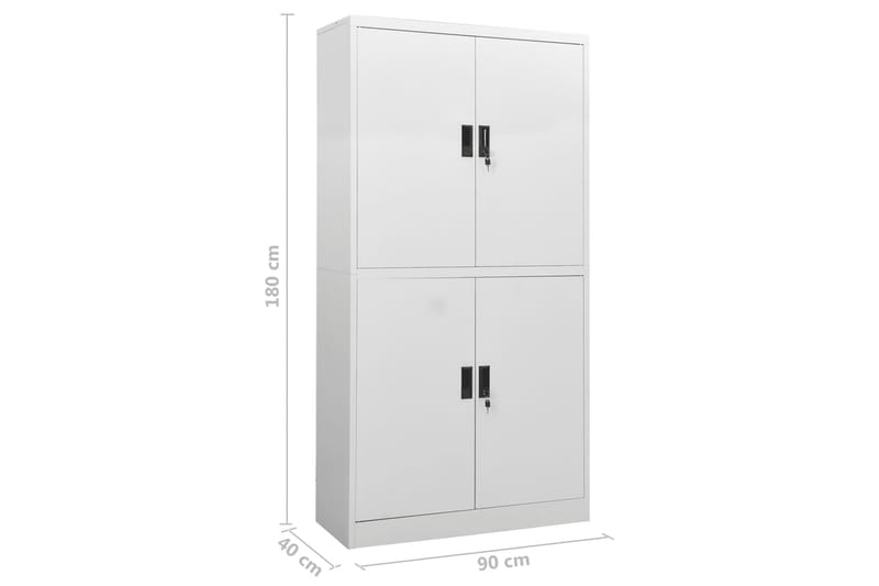 Toimistokaappi vaaleanharmaa 90x40x180 cm teräs - Harmaa - Säilytys - Kaappi - Säilytyskaappi - Toimistokaappi - Asiakirjakaappi