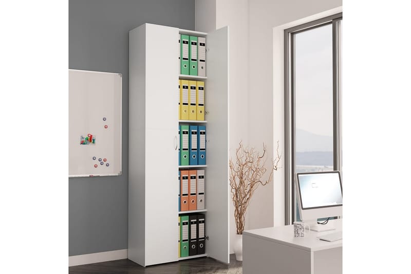 Toimistokaappi valkoinen 60x32x190 cm lastulevy - Valkoinen - Säilytys - Kaappi - Säilytyskaappi - Toimistokaappi - Asiakirjakaappi