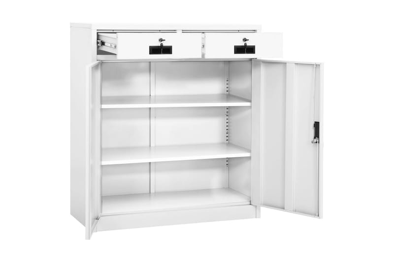 Toimistokaappi valkoinen 90x40x102 cm teräs - Säilytys - Kaappi - Säilytyskaappi - Toimistokaappi - Asiakirjakaappi