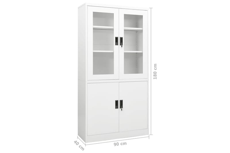Toimistokaappi valkoinen 90x40x180 cm teräs - Valkoinen - Säilytys - Kaappi - Säilytyskaappi - Toimistokaappi - Asiakirjakaappi