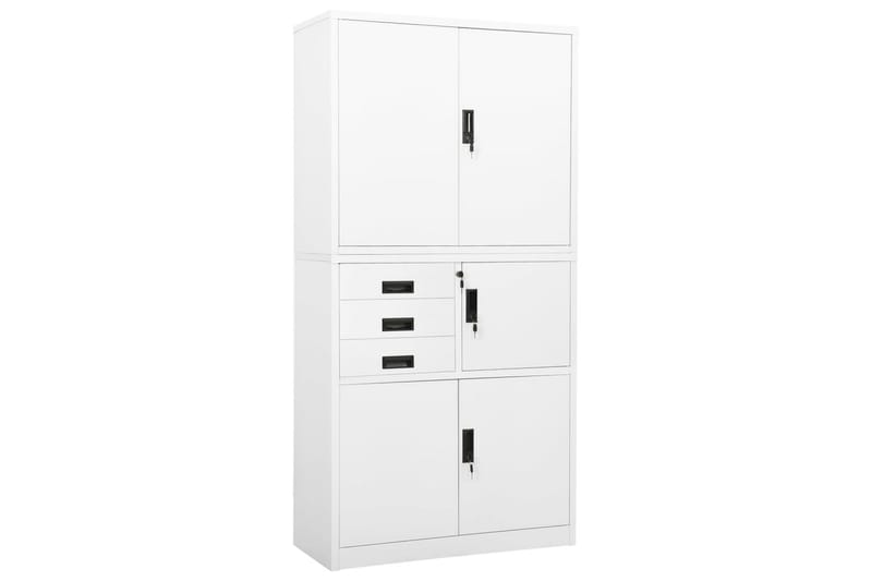Toimistokaappi valkoinen 90x40x180 cm teräs - Säilytys - Kaappi - Säilytyskaappi - Toimistokaappi - Asiakirjakaappi