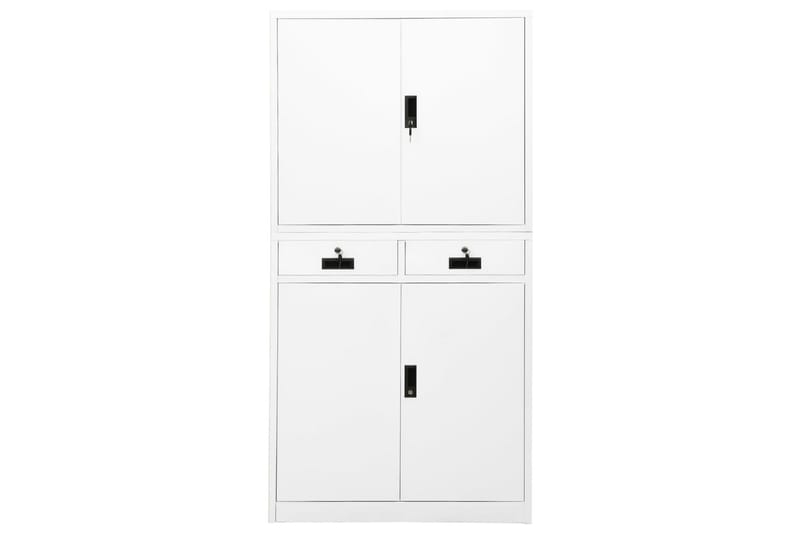 Toimistokaappi valkoinen 90x40x180 cm teräs - Säilytys - Kaappi - Säilytyskaappi - Toimistokaappi - Asiakirjakaappi