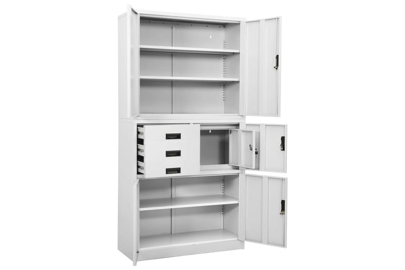 Toimistokaappi valkoinen 90x40x180 cm teräs - Säilytys - Kaappi - Säilytyskaappi - Toimistokaappi - Asiakirjakaappi
