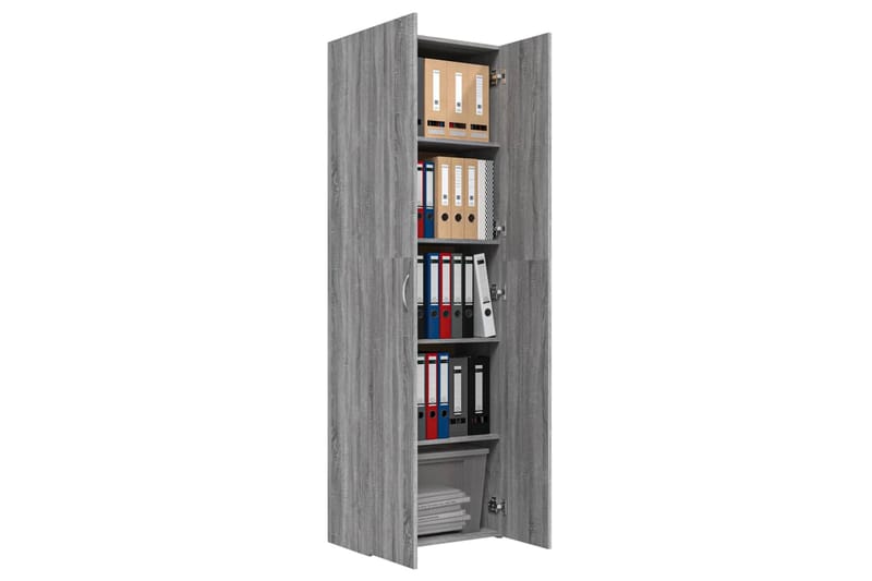 beBasic Toimistokaappi harmaa Sonoma 60x32x190 cm tekninen puu - Harmaa - Säilytys - Kaappi - Säilytyskaappi - Toimistokaappi - Arkistokaappi & kansiokaappi