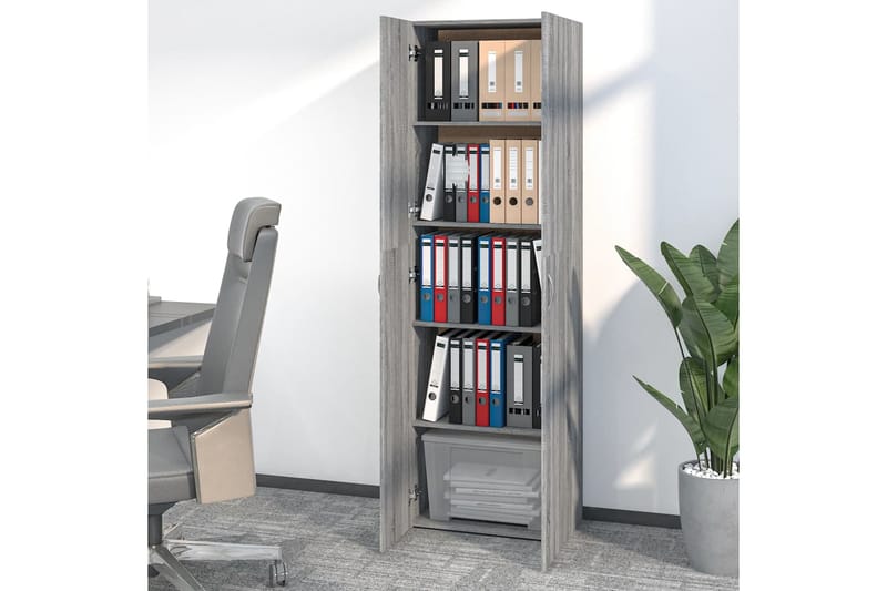 beBasic Toimistokaappi harmaa Sonoma 60x32x190 cm tekninen puu - Harmaa - Säilytys - Kaappi - Säilytyskaappi - Toimistokaappi - Arkistokaappi & kansiokaappi