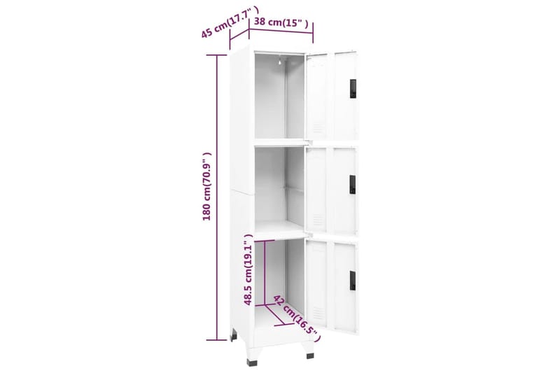 beBasic Pukukaappi valkoinen 38x45x180 cm teräs - Valkoinen - Säilytys - Kaappi - Säilytyskaappi - Toimistokaappi - Asiakirjakaappi
