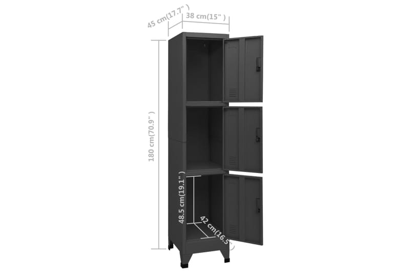 beBasic Pukukaappi antrasiitti 38x45x180 cm teräs - Antrasiitti - Säilytys - Kaappi - Säilytyskaappi - Toimistokaappi - Asiakirjakaappi