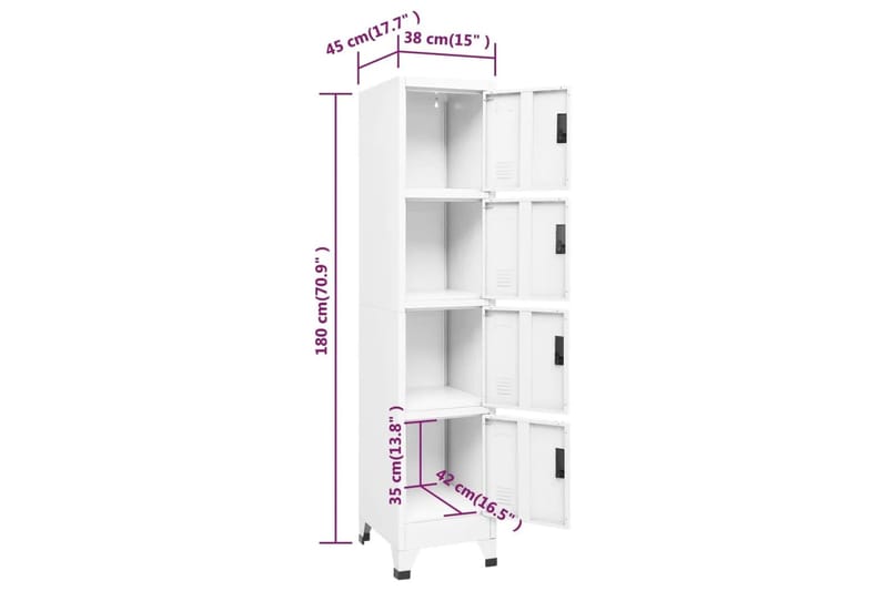 beBasic Pukukaappi valkoinen 38x45x180 cm teräs - Valkoinen - Säilytys - Kaappi - Säilytyskaappi - Toimistokaappi - Asiakirjakaappi