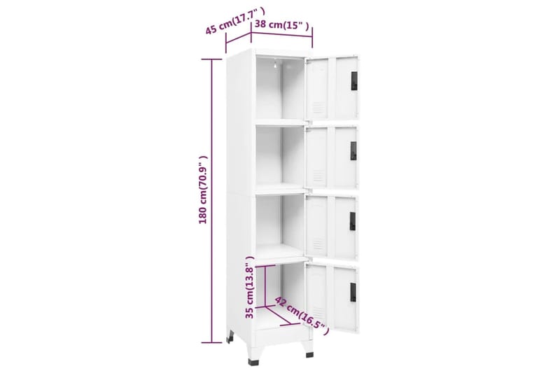 beBasic Pukukaappi valkoinen 38x45x180 cm teräs - Valkoinen - Toimistokalusteet - Asiakirjakaappi