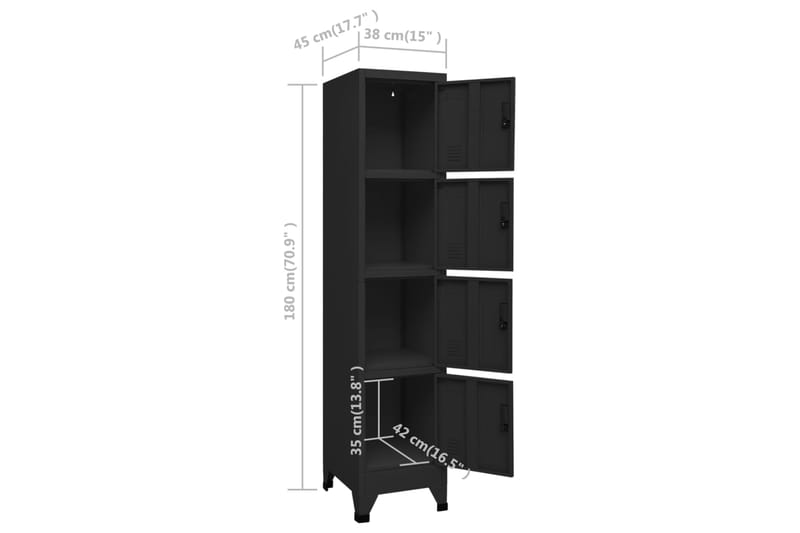 beBasic Pukukaappi musta 38x45x180 cm teräs - Musta - Säilytys - Kaappi - Säilytyskaappi - Toimistokaappi - Asiakirjakaappi