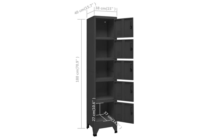 beBasic Pukukaappi antrasiitti 38x40x180 cm teräs - Antrasiitti - Säilytys - Kaappi - Säilytyskaappi - Toimistokaappi - Asiakirjakaappi
