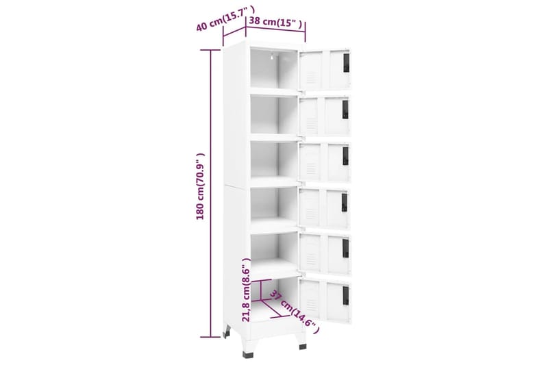 beBasic Pukukaappi valkoinen 38x40x180 cm teräs - Valkoinen - Säilytys - Kaappi - Säilytyskaappi - Toimistokaappi - Asiakirjakaappi