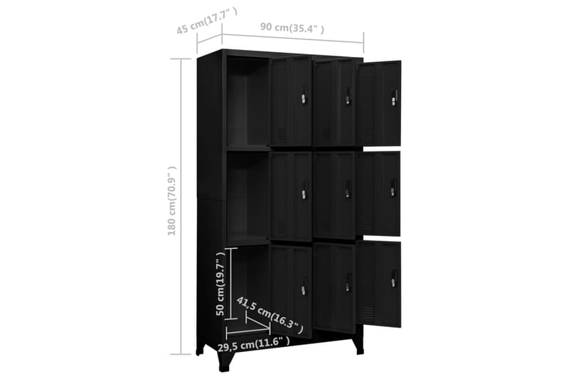 beBasic Pukukaappi musta 90x45x180 cm teräs - Musta - Säilytys - Kaappi - Säilytyskaappi - Toimistokaappi - Asiakirjakaappi