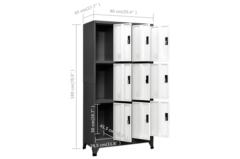 beBasic Pukukaappi antrasiitti ja valkoinen 90x45x180 cm teräs - Antrasiitti - Säilytys - Kaappi - Säilytyskaappi - Toimistokaappi - Asiakirjakaappi