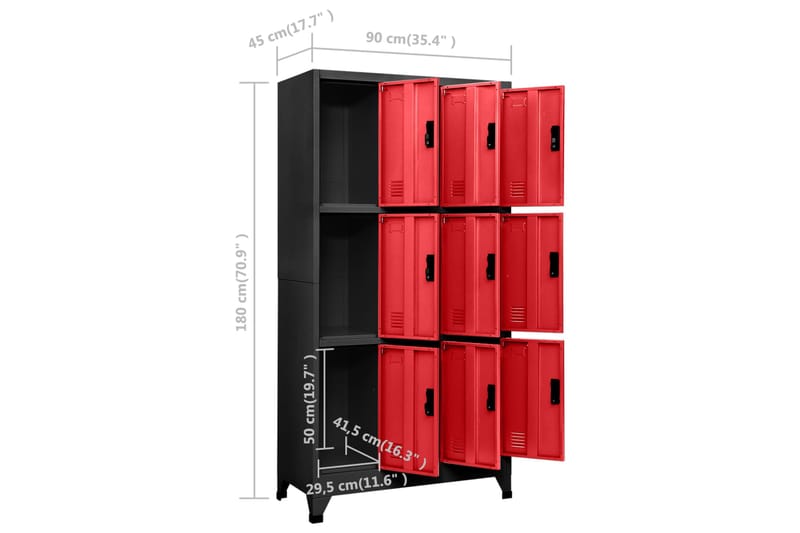beBasic Pukukaappi antrasiitti ja punainen 90x45x180 cm teräs - Antrasiitti - Säilytys - Kaappi - Säilytyskaappi - Toimistokaappi - Asiakirjakaappi
