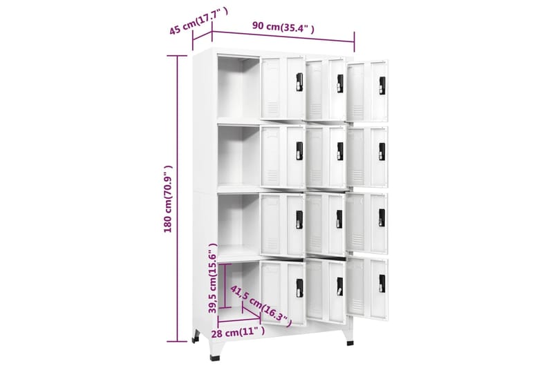beBasic Pukukaappi valkoinen 90x45x180 cm teräs - Valkoinen - Säilytys - Kaappi - Säilytyskaappi - Toimistokaappi - Asiakirjakaappi