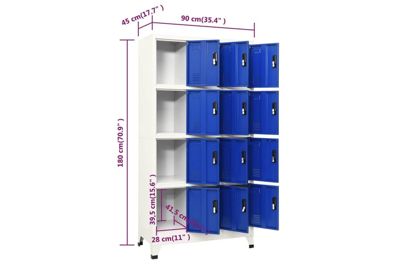 beBasic Pukukaappi harmaa ja sininen 90x45x180 cm teräs - Harmaa - Säilytys - Kaappi - Säilytyskaappi - Toimistokaappi - Asiakirjakaappi