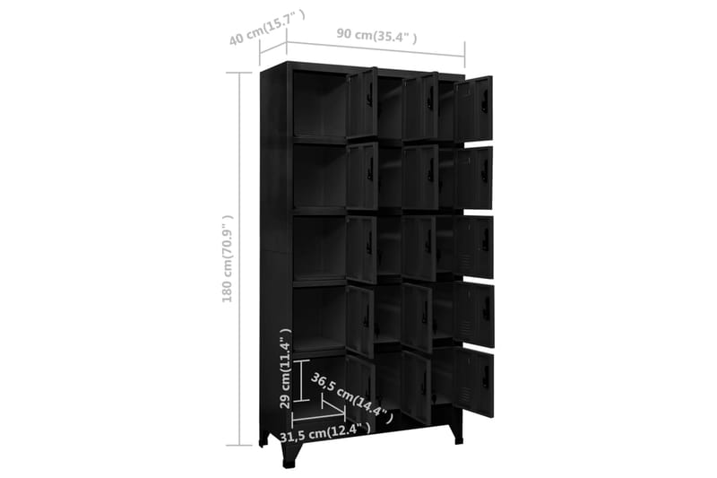 beBasic Pukukaappi musta 90x40x180 cm teräs - Musta - Säilytys - Kaappi - Säilytyskaappi - Toimistokaappi - Asiakirjakaappi
