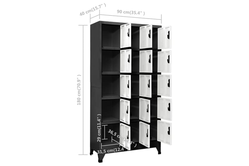 beBasic Pukukaappi antrasiitti ja valkoinen 90x40x180 cm teräs - Antrasiitti - Säilytys - Kaappi - Säilytyskaappi - Toimistokaappi - Asiakirjakaappi