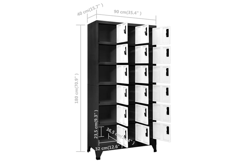 beBasic Pukukaappi antrasiitti ja valkoinen 90x40x180 cm teräs - Antrasiitti - Toimistokalusteet - Asiakirjakaappi