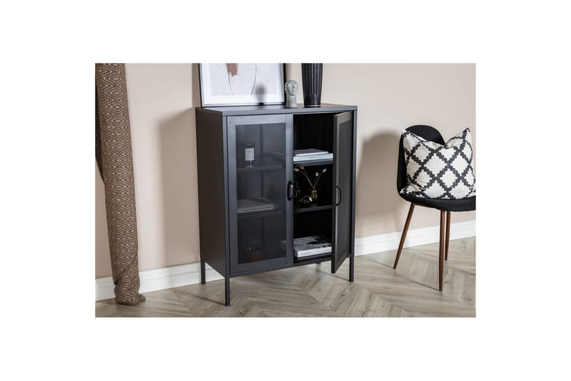 Kaappi Misha - Musta, 40x80x102 - Säilytys - Kaappi - Säilytyskaappi - Toimistokaappi - Asiakirjakaappi