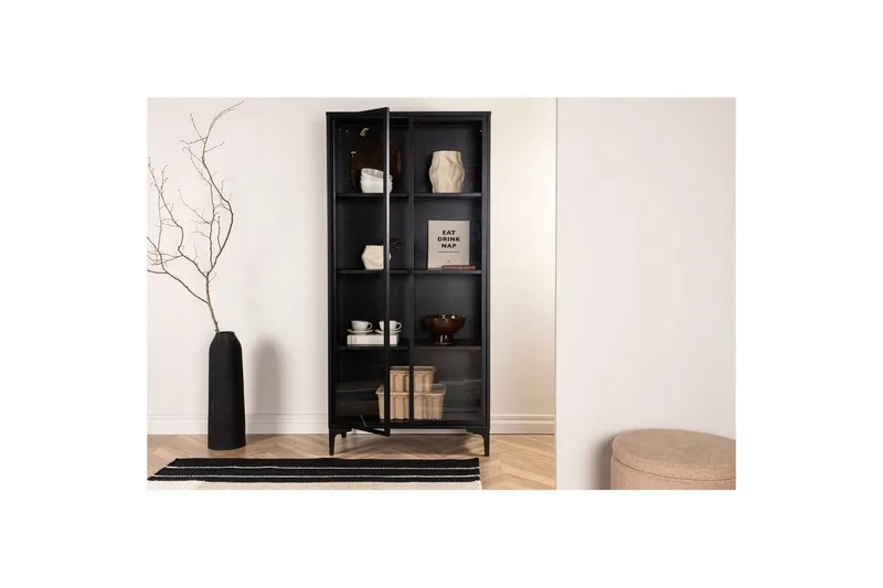 Kaappi Piring - Musta - Säilytys - Kaappi - Vitriini