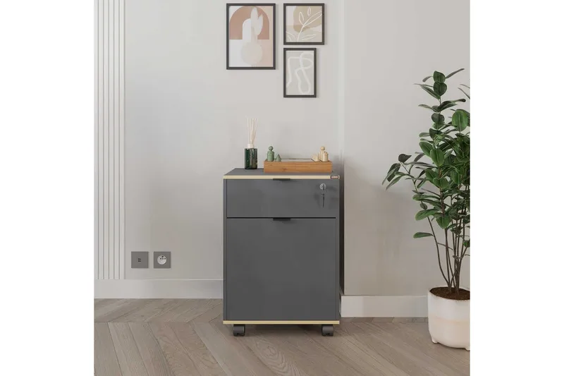 Monikäyttöinen kaappi Noriorsteadra antrasiitti / tammi - Harmaanvärinen puu/Antrasiitti - Säilytys - Säilytyskalusteet - Lipasto - Laatikostot