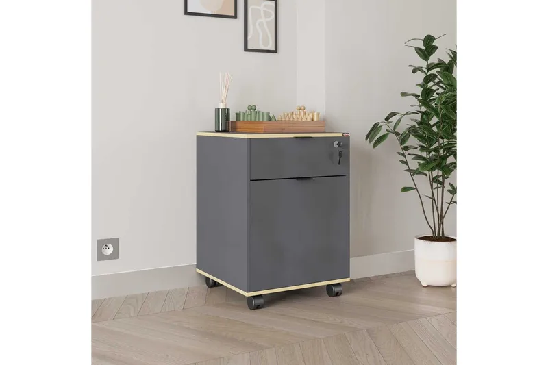 Monikäyttöinen kaappi Noriorsteadra antrasiitti / tammi - Harmaanvärinen puu/Antrasiitti - Säilytys - Säilytyskalusteet - Lipasto - Laatikostot