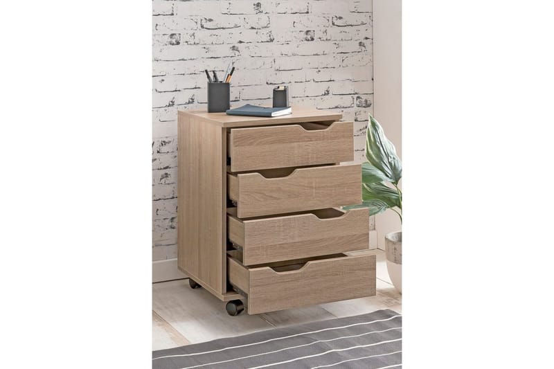 Rullakontti Wohnling 4 laatikkoa, peitetty lastulevy, pyörillä, moderni - Säilytys - Säilytyskalusteet - Lipasto - Laatikostot