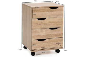 Rullakontti Wohnling 4 laatikkoa, peitetty lastulevy, pyörillä, moderni - Säilytys - Säilytyskalusteet - Lipasto - Laatikostot