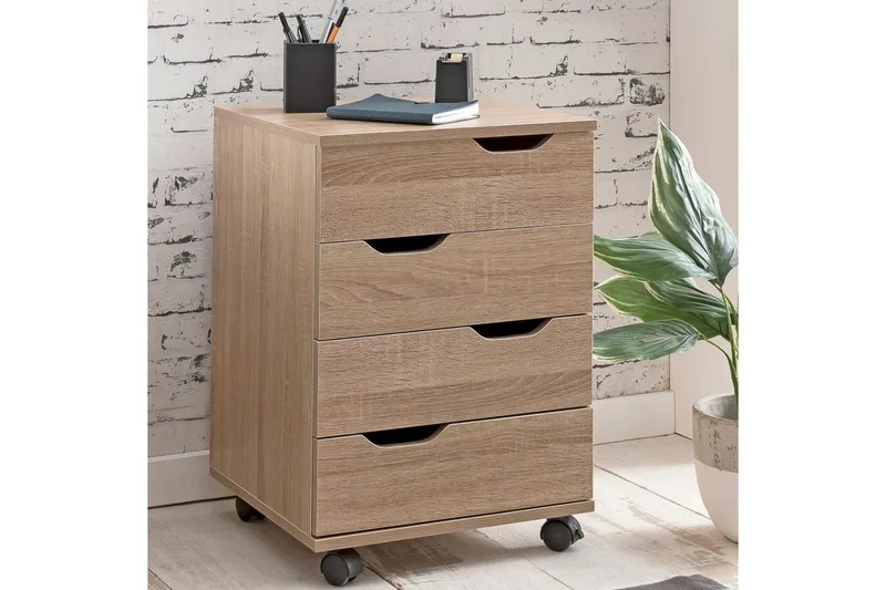 Rullakontti Wohnling 4 laatikkoa, peitetty lastulevy, pyörillä, moderni - Säilytys - Säilytyskalusteet - Lipasto - Laatikostot