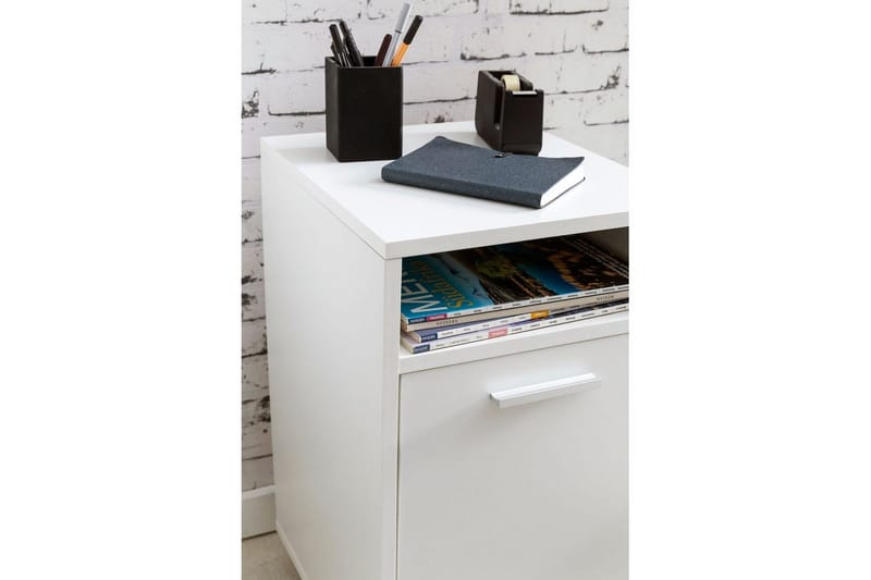 Rullakontti Wohnling säilytysalusta, 1 ovi, kalvopäällysteinen lastulevy pyörillä, moderni tyyli Valkoinen - Valkoinen - Säilytys - Säilytyskalusteet - Lipasto - Laatikostot