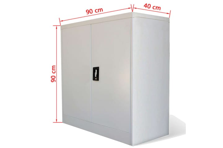 Toimistokaappi 2 ovella 90 cm harmaa metalli - Harmaa - Asiakirjakaappi - Toimistokalusteet