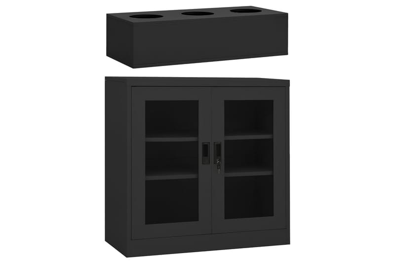 Toimistokaappi kukkalaatikolla antrasiitti 90x40x113 cm terä - Antrasiitti - Säilytys - Kaappi - Säilytyskaappi - Toimistokaappi - Asiakirjakaappi