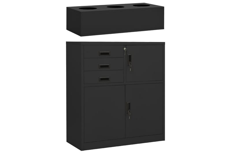 Toimistokaappi kukkalaatikolla antrasiitti 90x40x125 cm terä - Antrasiitti - Säilytys - Kaappi - Säilytyskaappi - Toimistokaappi - Asiakirjakaappi