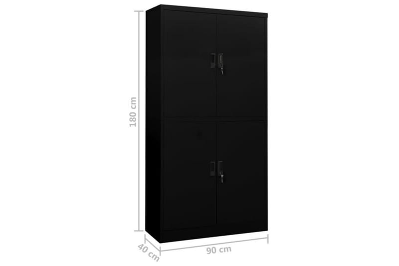 Toimistokaappi musta 90x40x180 cm teräs - Säilytys - Kaappi - Säilytyskaappi - Toimistokaappi - Asiakirjakaappi