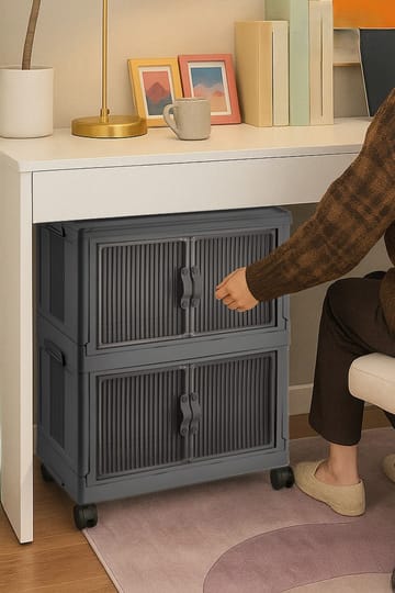 Monikäyttöinen kaappi Hanah Home Lavine 67 (32 x 67 x 56 cm) Antrasiitti - Antrasiitti - Huonekalut - Lasten kalusteet - Lastenhuoneen säilytys - Lasten kaappi