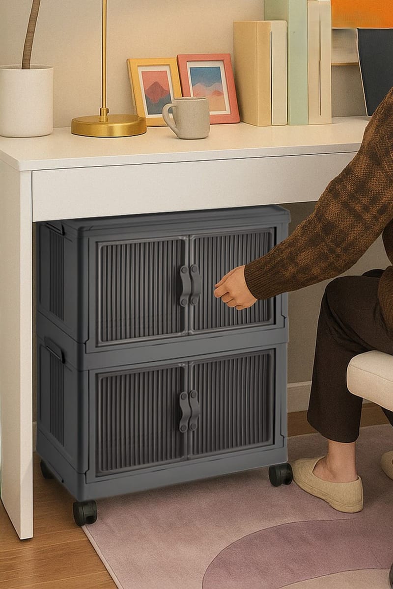 Monikäyttöinen kaappi Hanah Home Lavine 67 (32 x 67 x 56 cm) Antrasiitti - Antrasiitti - Huonekalut - Lasten kalusteet - Lastenhuoneen säilytys - Lasten kaappi